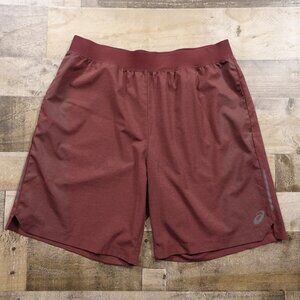 ASICS Performance Running Shorts Men’s Large‎ Maroon 8.5” Athletic Training